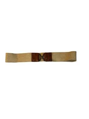 Vintage Gap 1969 Wide Elastic Cinch Belt - Tan Leather & Brass